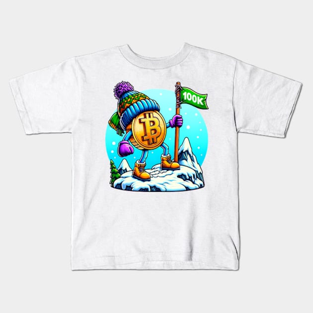 Bitcoin - 100K Kids T-Shirt by Neon Galaxia